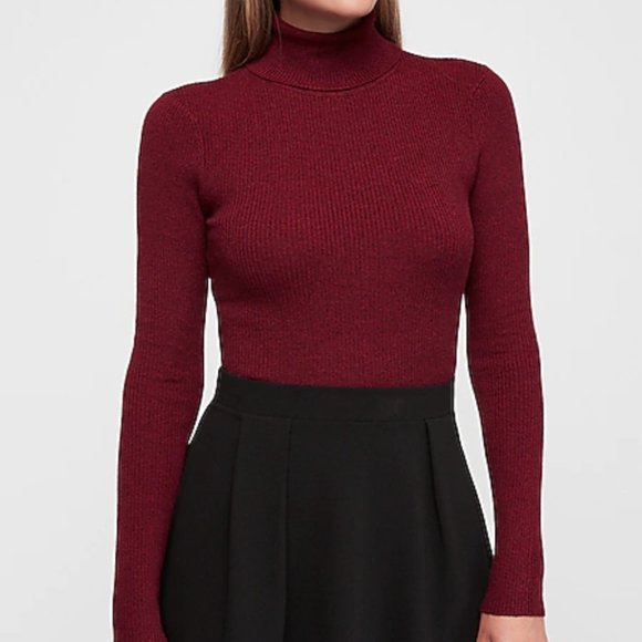 Express Sweaters - Burgundy Turtleneck Sweater